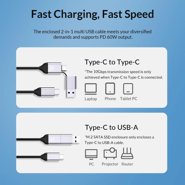 Докинг станция Orico HDD/SSD Dock - 2 BAY 2.5/3.5 USB-C/USB-A