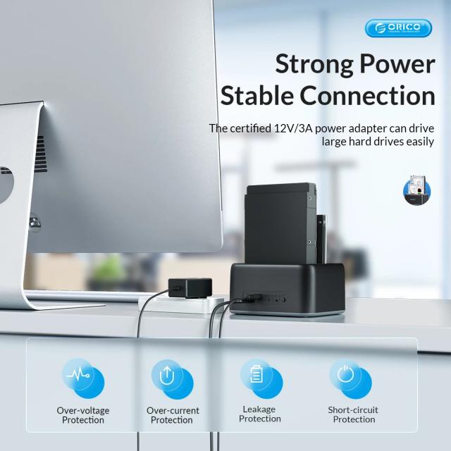 Докинг станция Orico HDD/SSD Dock - 2 BAY 2.5/3.5 USB-C/USB-A