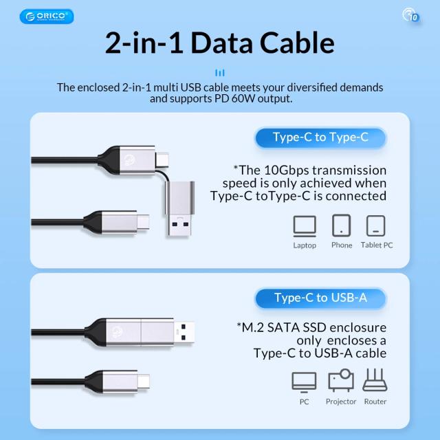 Докинг станция Orico HDD/SSD Dock - 2 BAY Offline Clone 2.5/3.5 USB-C/USB-A