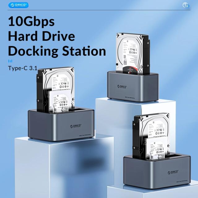 Докинг станция Orico HDD/SSD Dock - 2 BAY Offline Clone 2.5/3.5 USB-C/USB-A