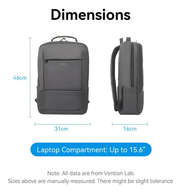 Раница Vention Laptop Backpack 15.6" (39.62 cm), Waterproof