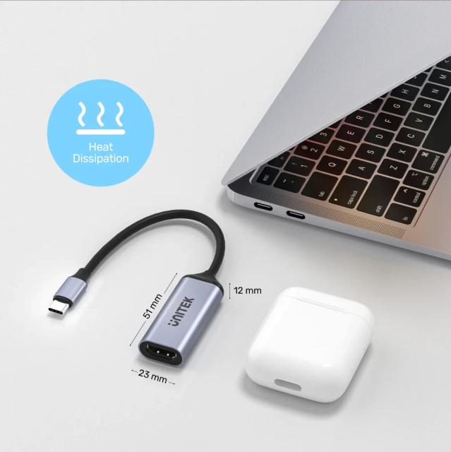 Адаптер Unitek USB Type-C (м)  към  HDMI 2.1 (ж) - 8K, 120Hz, Aluminium