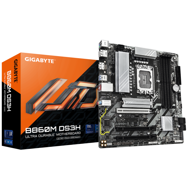 Дънна платка GIGABYTE B860 DS3H, LGA1851, 4x DDR5, 2x M.2, 4x SATA 6Gb/s, HDMI, DP. ATX