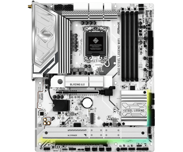 Дънна платка ASRock B860 STEEL LEGEND WIFI 6E, LGA1851, 4x DDR5, 3x M.2, 4x SATA 6Gb/s, Wi-Fi 6E, BLUETOOTH 5.3, HDMI, DP. ATX