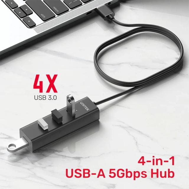 USB хъб Unitek 4-портов, 4 x USB 3.0, 1.2m, USB 3.0/2.0