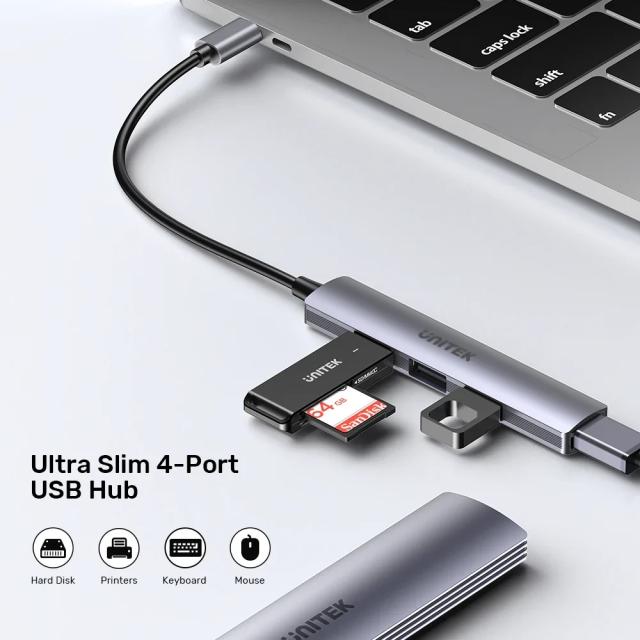 Хъб Unitek H1208B 4-портов USB3.0/2.0, USB Type-C