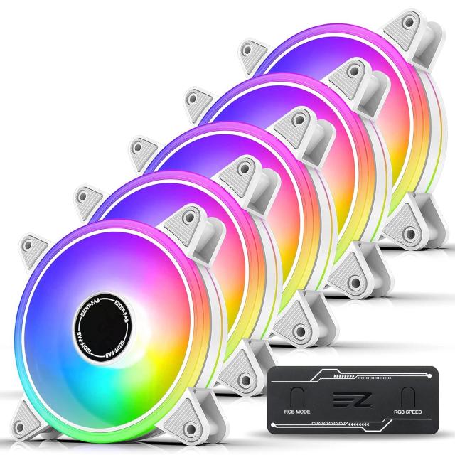 Комплект вентилатори EZDIY-FAB Moonlight White RGB PWM, 5x 120mm, 4-Pin PWM 