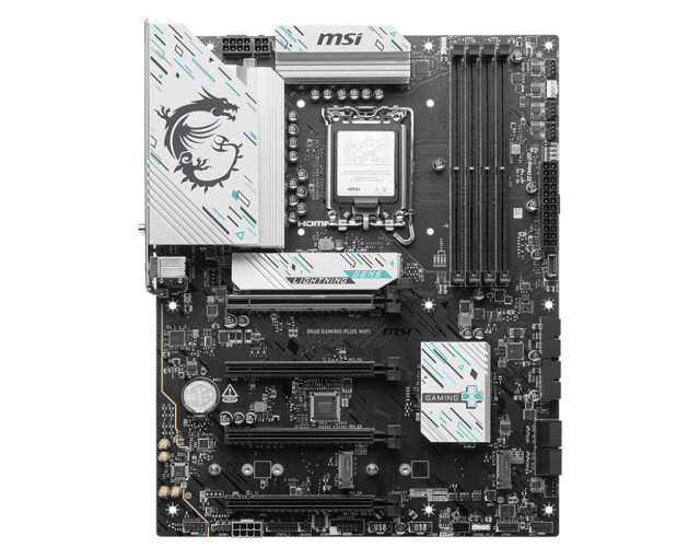 Дънна платка MSI B860 GAMING PLUS WIFI, LGA1851, 4x DDR5, 3x M.2, 4x SATA 6G, Wi-Fi 7 / Bluetooth 5.4, HDMI, DP, ATX 