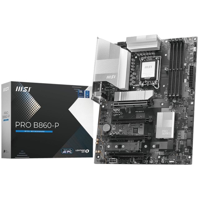 Дънна платка MSI PRO B860-P, LGA1851, 4x DDR5, 3x M.2, 4x SATA 6G, 5G LAN, HDMI, DP, ATX 