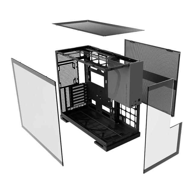 Кутия Geometric Future Model 5 Black/Grey, Middle Tower, 1 x USB 3.2 Gen 2 Type-C, 2 x USB 3.0, EATX / ATX / mATX / Mini-ITX