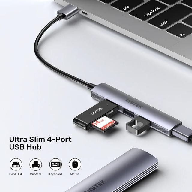 USB хъб Unitek 4-портов, 1 x USB 3.0, 3 x USB2.0, USB 3.0/2.0