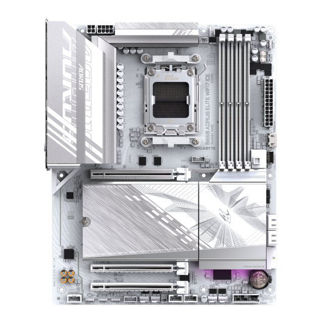 Дънна платка GIGABYTE B850 AORUS ELITE ICE WIFI7, AM5, 4x DDR5, 3x M2, 4 x SATA 6Gb/s, Wi-Fi 7/Bluetooth V5.4, DP, ATX