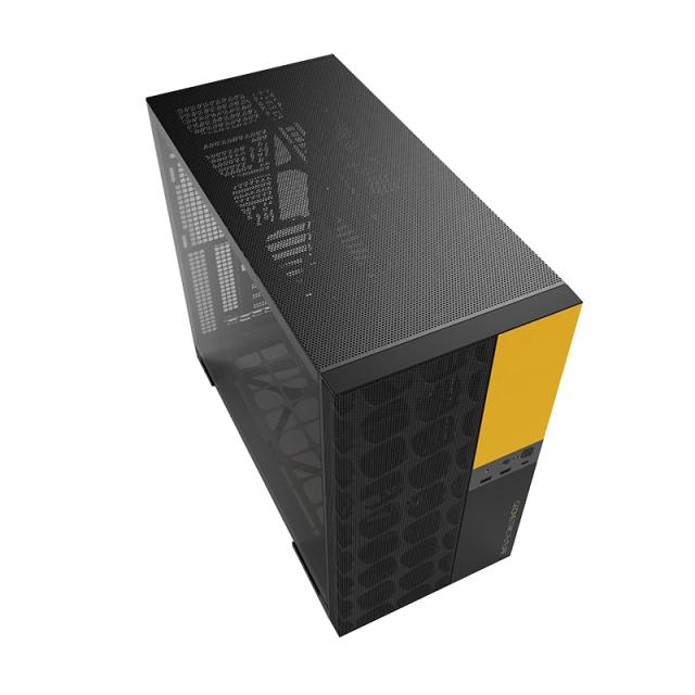 Кутия Geometric Future Model 5 Vent Black/Yellow, Middle Tower, 1 x USB 3.2 Gen 2 Type-C, 2 x USB 3.0, HD Audio x 1, EATX / ATX / mATX / Mini-ITX