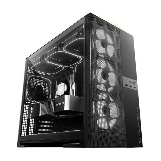 Кутия Geometric Future Model 5 Vent Black, Middle Tower, 1 x USB 3.2 Gen 2 Type-C, 2 x USB 3.0, HD Audio x 1, EATX / ATX / mATX / Mini-ITX