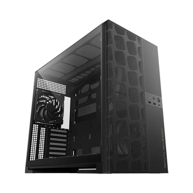 Кутия Geometric Future Model 5 Vent Black, Middle Tower, 1 x USB 3.2 Gen 2 Type-C, 2 x USB 3.0, HD Audio x 1, EATX / ATX / mATX / Mini-ITX