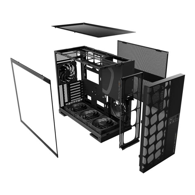 Кутия Geometric Future Model 5 Vent Black, Middle Tower, 1 x USB 3.2 Gen 2 Type-C, 2 x USB 3.0, HD Audio x 1, EATX / ATX / mATX / Mini-ITX