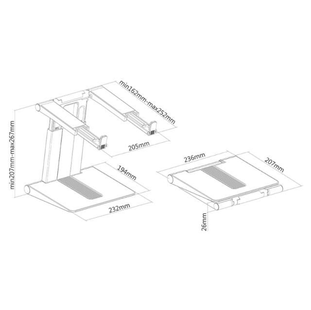 Стойка Neomounts by NewStar Notebook Desk Stand (ergonomic, portable, height adjustable)