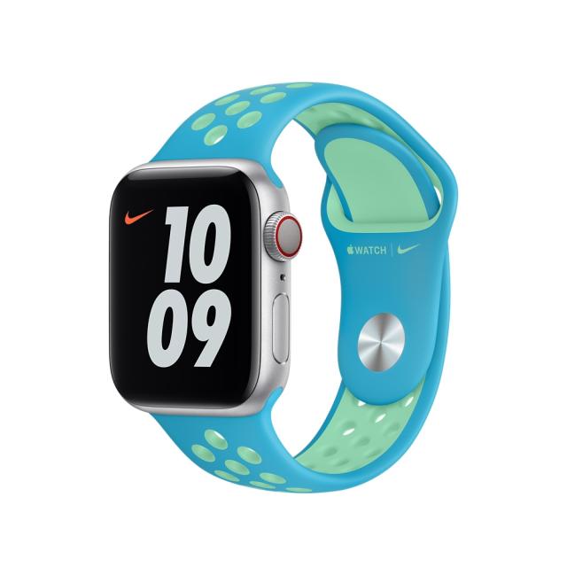 Каишка за часовник Apple Watch 40mm Chlorine Blue/Green Glow Nike Sport Band - Regular