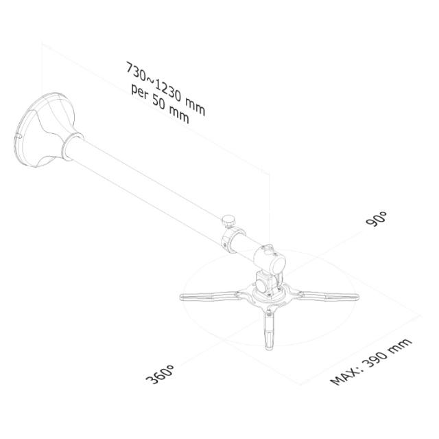 Стойка Neomounts by NewStar Projector Wall Mount (length: 79-129 cm = short throw), silver