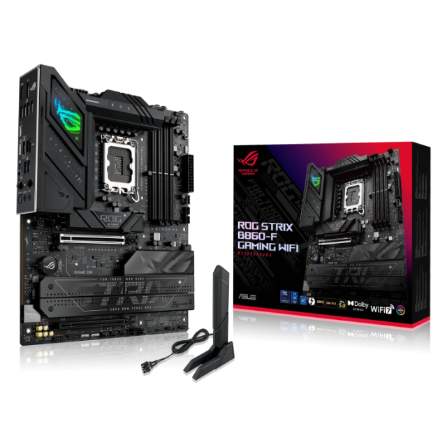 Дънна платка ASUS ROG STRIX B860-F GAMING WIFI, LGA1851, 4x DDR5, 4x M.2, 4x SATA 6Gb/s, Wi-Fi 7, Bluetooth v5.4, HDMI, DP, ATX