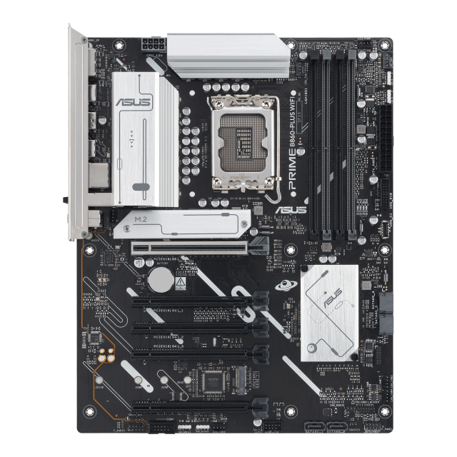 Дънна платка ASUS PRIME B860-PLUS WIFI, LGA1851, 4x DDR5, 2x M.2, 4x SATA 6Gb/s, Wi-Fi 6E, Bluetooth v5.3, HDMI, DP, ATX