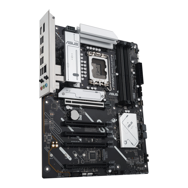 Дънна платка ASUS PRIME B860-PLUS WIFI, LGA1851, 4x DDR5, 2x M.2, 4x SATA 6Gb/s, Wi-Fi 6E, Bluetooth v5.3, HDMI, DP, ATX