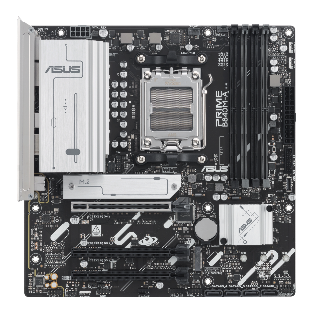  Дънна платка ASUS PRIME B840M-A-CSM, AM5, 4x DDR5, 3x M.2, 4x SATA 6Gb/s, HDMI, 2x DP, Micro ATX