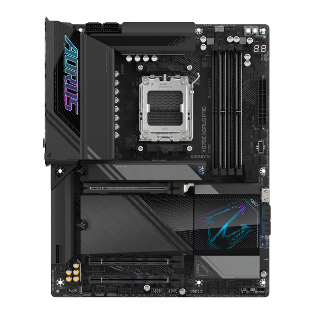 Дънна платка GIGABYTE X870E AORUS PRO WIFI 7, AM5, 4 x DDR5, 4 x M.2, 4 x SATA 6Gb/s, Wi-Fi 7, Bluetooth v5.3, HDMI, ATX