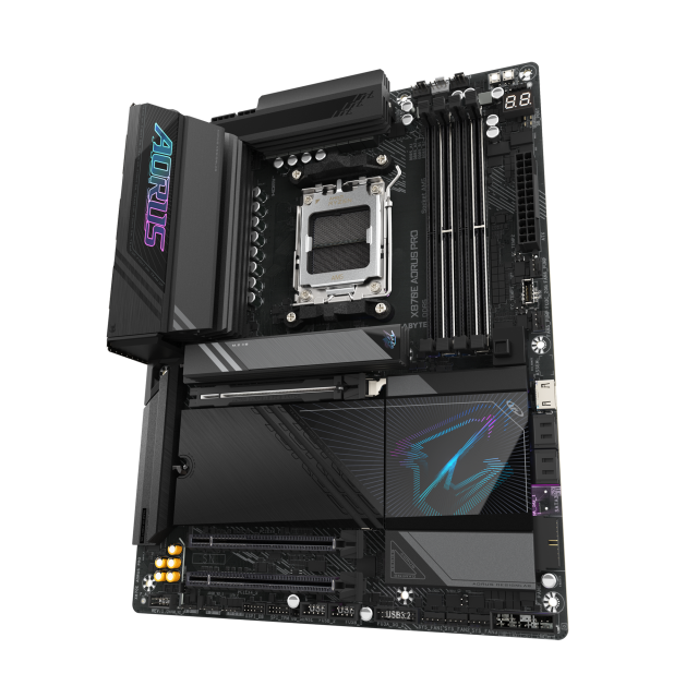 Дънна платка GIGABYTE X870E AORUS PRO WIFI 7, AM5, 4 x DDR5, 4 x M.2, 4 x SATA 6Gb/s, Wi-Fi 7, Bluetooth v5.3, HDMI, ATX