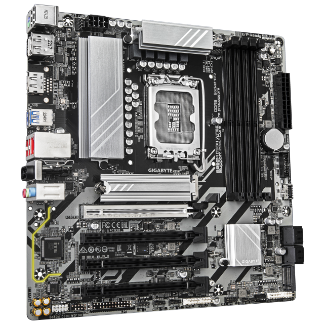 Дънна платка GIGABYTE B860M DS3H WIFI 6E, LGA1851, 2 x M.2, 4 x SATA 6Gb/s, Wi-Fi 6E, Bluetooth v5.3, HDMI, DP, MicroATX