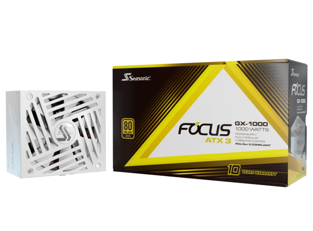 Захранване Seasonic FOCUS GX-1000 White 1000W, Active PFC, 80 PLUS Gold, ATX 3.1, PCIe 5.1, Fully Modular