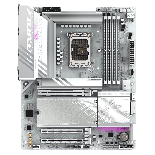 Дънна платка GIGABYTE B860 AORUS ELITE WIF 7 ICE, LGA1851, 4x DDR5, 3x M.2, 4x SATA 6Gb/s, Wi-Fi 7, BLUETOOTH 5.4, HDMI, DP, ATX