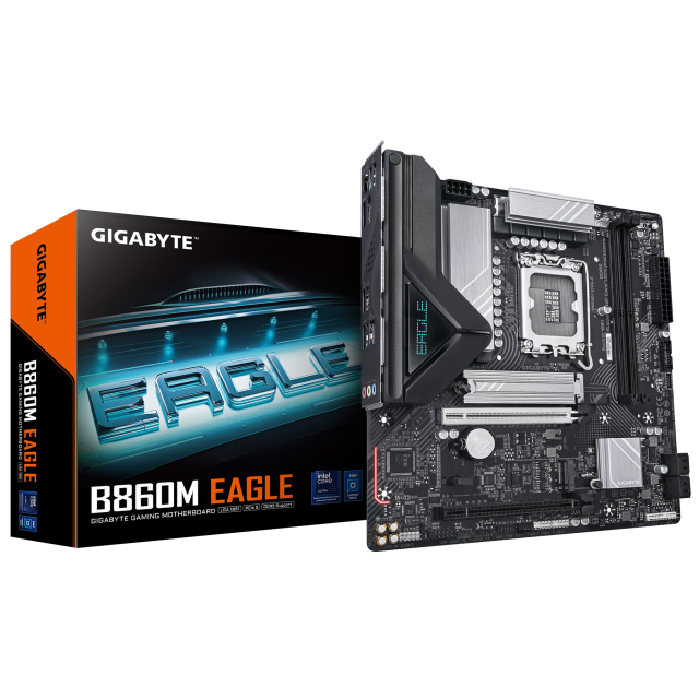 Дънна платка GIGABYTE B860M EAGLE, LGA1851, 4x DDR5, 2x M.2, 4x SATA 6Gb/s, HDMI, DP, Micro ATX