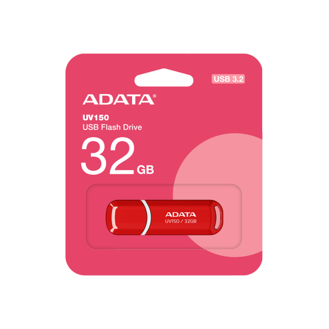 USB памет ADATA UV150 32GB, USB 3.2 Gen1 (USB 5Gbps), RED