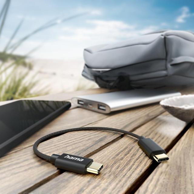 HAMA Кабел за зареждане, USB Type-C - USB Type-C, 0.2 м, USB 2.0, черен