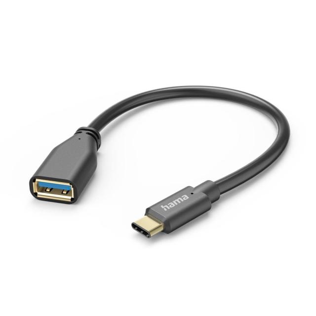 HAMA Адаптер OTG  USB Type-C мъжко - USB-A женско, 0.15m, черен