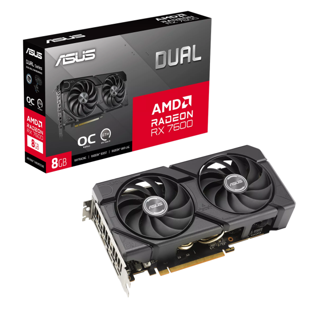 Видео карта ASUS DUAL RX7600 OC EVO 8GB GDDR6, 128-bit, HDMi, 3x DP