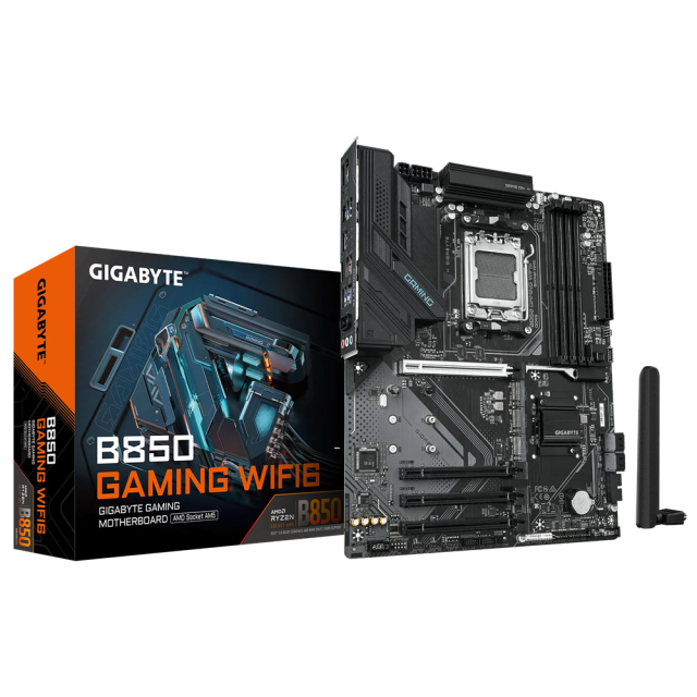 Дънна платка Gigabyte B850 GAMING WF6, AM5, 4x DDR5, 3x M.2 NVMe, 4 x SATA 6Gb/s, Wi-Fi 6, Bluetooth 5.3, HDMI, DP, ATX