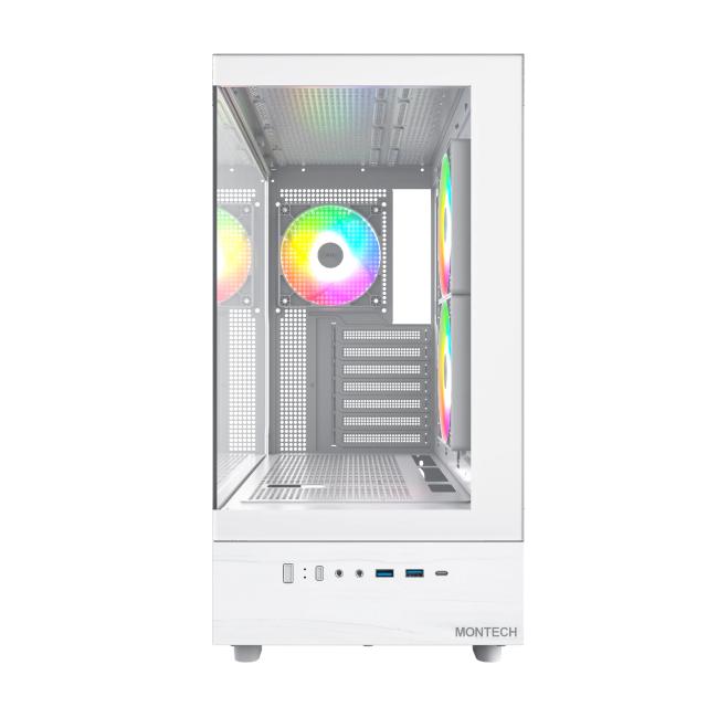 Кутия Montech XR White, Middle Tower, 2 x USB 3.0, 1 x USB 3.2 Gen 2 Type-C, HD Audio x 1, ATX, mATX, Mini-ITX