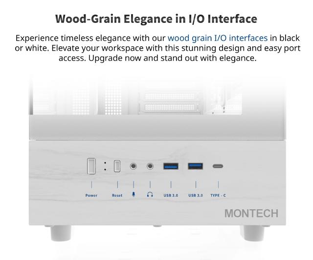 Кутия Montech XR White, Middle Tower, 2 x USB 3.0, 1 x USB 3.2 Gen 2 Type-C, HD Audio x 1, ATX, mATX, Mini-ITX