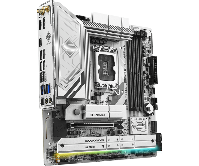 Дънна платка ASRock 860M STEEL LEGEND WIFI, LGA1851, 4x DDR5, 4x M.2, 4x SATA 6Gb/s, Wi-Fi 6E, BLUETOOTH 5.3, HDMI, DP, Micro ATX