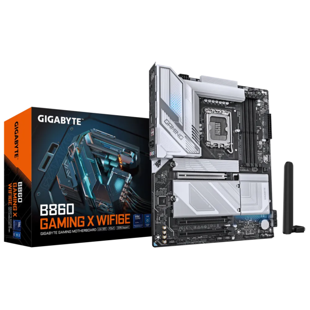 Дънна платка Gigabyte B860 GAMING X WIFI6Е, LGA1851, 4x DDR5, 3x M.2 NVMe, 4x SATA 6Gb/s, Wi-Fi6E, Bluetooth 5.3, HDMI, DP, ATX