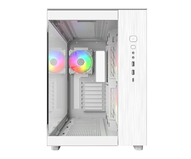 Кутия Montech KING 65 Pro White, Dual Chamber Middle Tower, 2 x USB 3.0, 1 x USB 3.1 Type-C, ATX, mATX, Mini-ITX