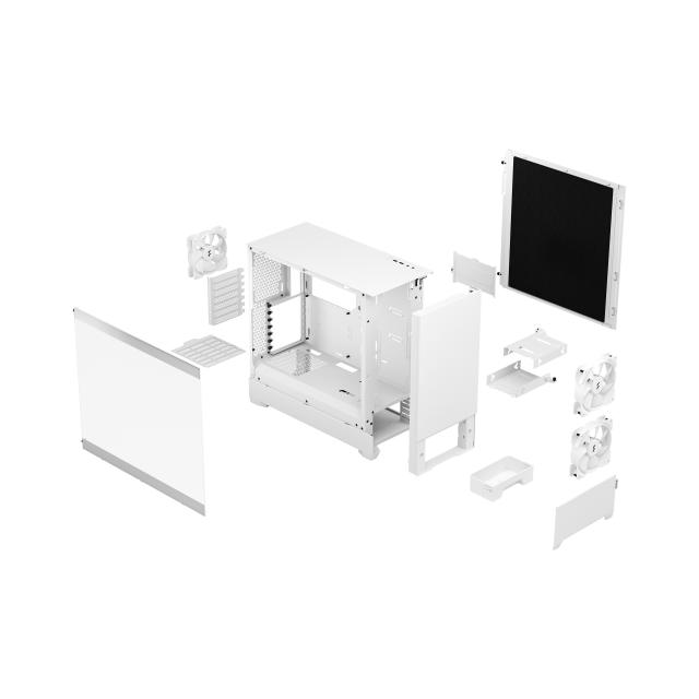 Кутия Fractal Design POP SILENT White TG Clear Tint, 2x USB 3.0, Audio, ATX / mATX / Mini ITX