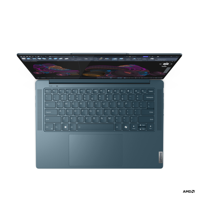 Лаптоп LENOVO Yoga Pro 7 14AHP9, AMD Ryzen 7 8845HS 8C (3.8/5.1GHz, 16MB Cache), 14.5" (36.83cm) WQXGA IPS 350nits Anti-glare, 90Hz, 16GB LPDDR5X, 1TB SSD NVMe, Windows 11 Home