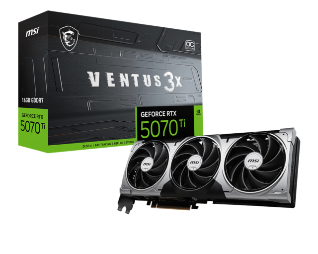 Видео карта MSI GeForce RTX 5070 Ti 16G VENTUS 3X OC, GDDR7 PCI-E 5.0, 256-bit, HDMI, 3xDP