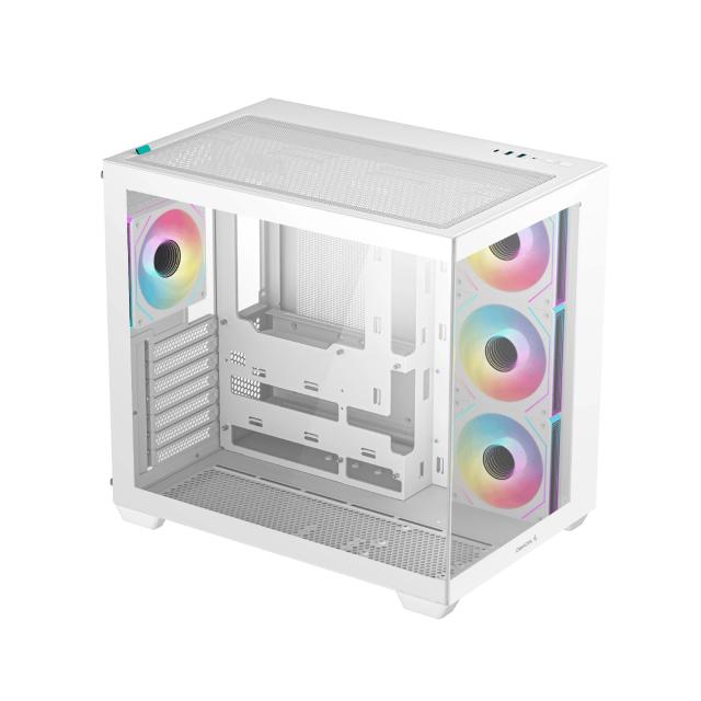 Кутия DeepCool CG530 4F White, Middle Tower, 2x USB3.0, 1x USB 3.2 Gen 2 Type-C, 1x HD Audio, Mini-ITX/Micro-ATX/ATX