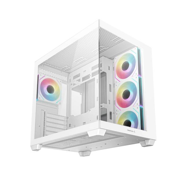 Кутия DeepCool CG530 4F White, Middle Tower, 2x USB3.0, 1x USB 3.2 Gen 2 Type-C, 1x HD Audio, Mini-ITX/Micro-ATX/ATX