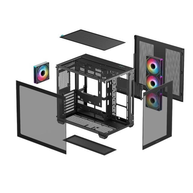 Кутия DeepCool CG530 4F Black, Middle Tower, 2x USB3.0, 1x USB 3.2 Gen 2 Type-C, 1x HD Audio, Mini-ITX/Micro-ATX/ATX