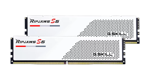 Памет G.SKILL Ripjaws S5 White 64GB 2x32GB) DDR5 6000MHz, CL30, 1.4 V - Intel XMP